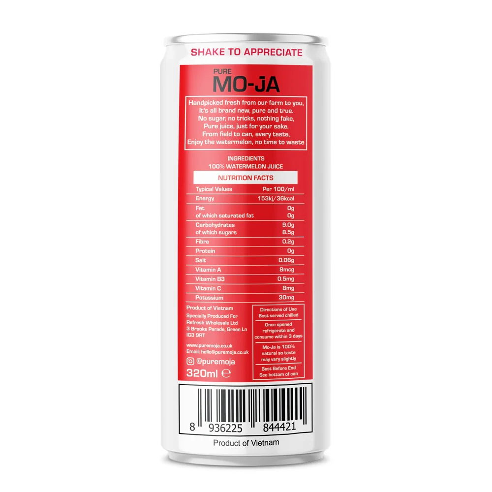 Pure Mo-Ja Watermelon Juice – 100% Pure Watermelon Juice (320 ml) - Image 2